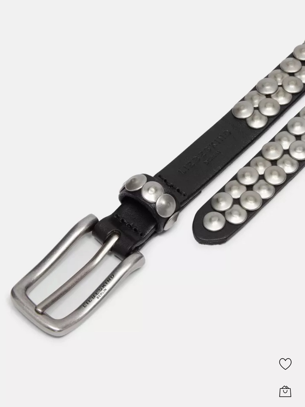 VTG Liebeskind Berlin Black Leather Studded Belt, Size 33 1/2”